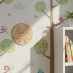 Unpainted pre-marked MDF owl base for children’s art and painting activity.