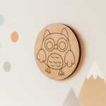 Unpainted pre-marked MDF owl base for children’s art and painting activity.
