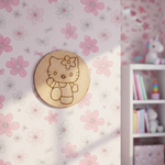 Unpainted pre-marked Hello Kitty MDF board with flower design, ready for DIY painting.
