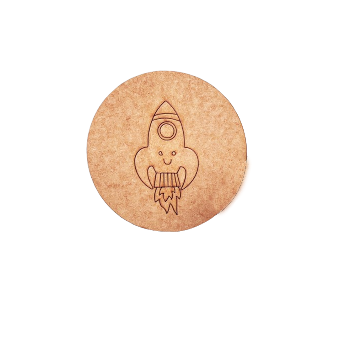 Unpainted rocket pre-marked MDF craft base for children’s DIY painting