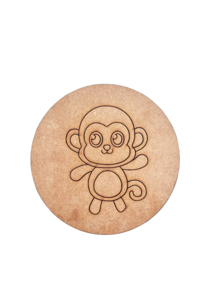 Unpainted MDF monkey pre-marked base for DIY art and craft projects