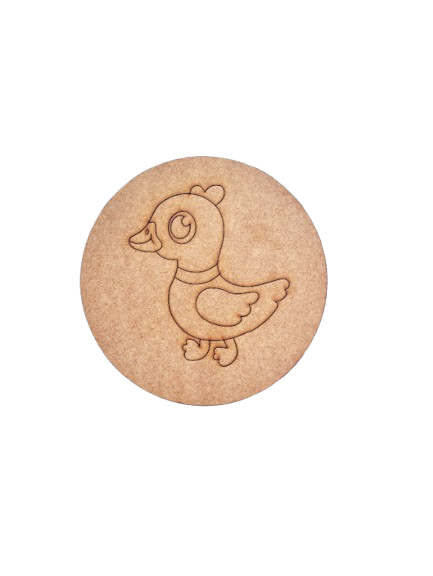 Unpainted duck-shaped MDF base with engraved outlines.