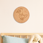 Unpainted duck-shaped MDF base with engraved outlines.