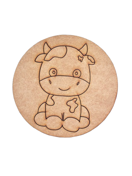 Cow shape MDF cutout with laser pre-marked outlines for painting and craft.