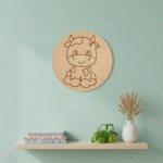 Cute cow pre-marked MDF base for kids DIY craft, hand-painted sample design.