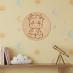 Cute cow pre-marked MDF base for kids DIY craft, hand-painted sample design.
