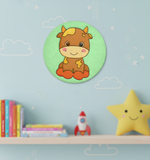 Cute cow pre-marked MDF base for kids DIY craft, hand-painted sample design.