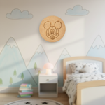 Painted DIY Mickey Mouse MDF base for kids craft and wall décor