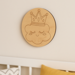 Princess cloud with crown DIY MDF base, painted design example