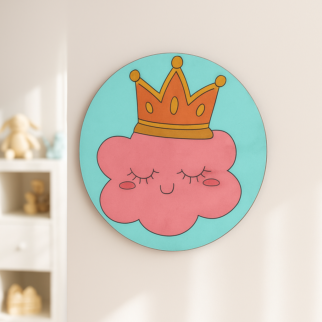 Princess cloud with crown DIY MDF base, painted design example