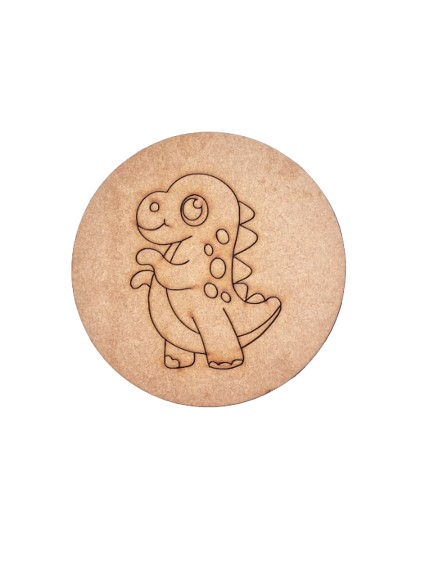 Unpainted pre-marked dinosaur DIY MDF craft base board for kids painting activity.