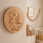 Unpainted pre-marked dinosaur DIY MDF craft base board for kids painting activity.