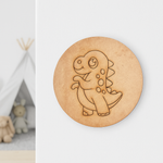 Unpainted pre-marked dinosaur DIY MDF craft base board for kids painting activity.