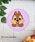 Round MDF pre-marked base with cute cartoon chipmunk painted in bright colors for kids DIY craft
