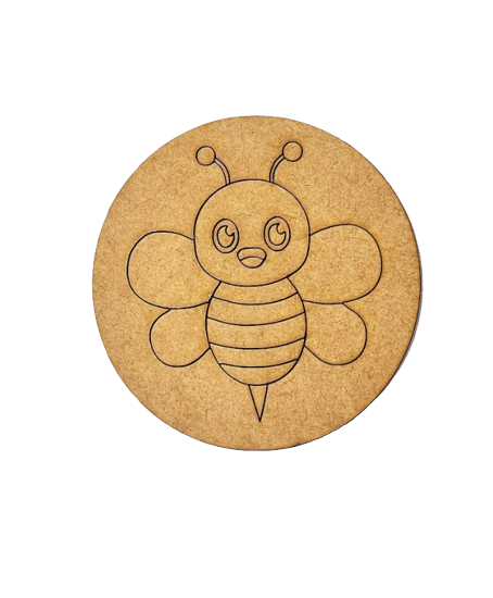 Unpainted round MDF pre-marked bee base for DIY kids painting and craft