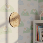 Unpainted round MDF pre-marked sheep base for DIY kids painting and craft.