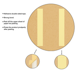 The image shows the backside of the product with double sided adhesive tapes to hang on the wall. No drilling required simply peel off the upper layer of the tape and paste it on the wall.