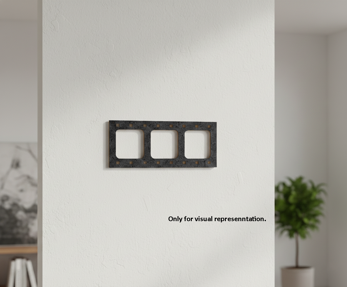 DIY MDF film strip photo frame cutout with three photo windows, craft blank for painting and scrapbook display mounted on pillar