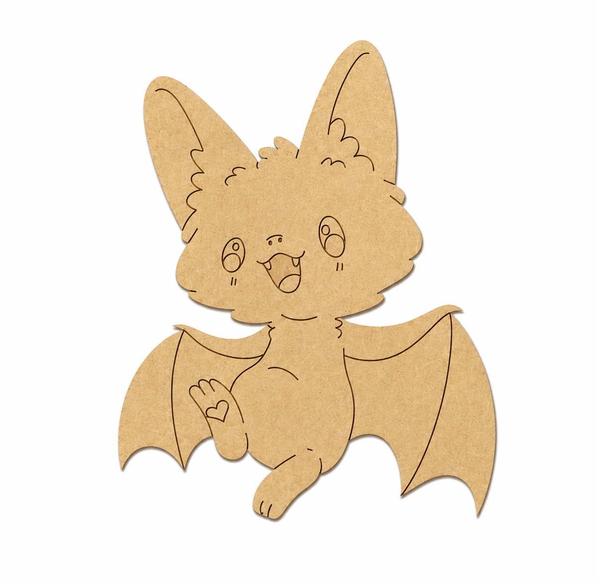 DIY MDF  bat cutout on a white background
