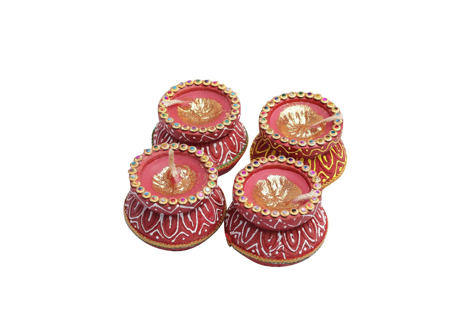 Set of decorative Matki Diyas in a festive box, perfect for Diwali celebrations. The image shows the actual picture of the diyas.