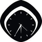 Modern analog wall clock with a sleek black geometric design, the image shows the enlarged picture of the product.