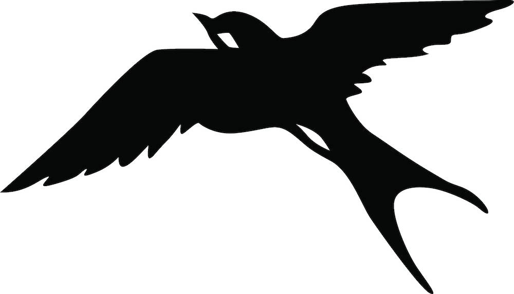Black flying bird wall decor featuring a silhouette of a bird mid-flight, the enlarged image of the product.