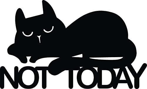 Black MDF wall art featuring a relaxed cat design with the phrase "NOT TODAY," zooming the product.