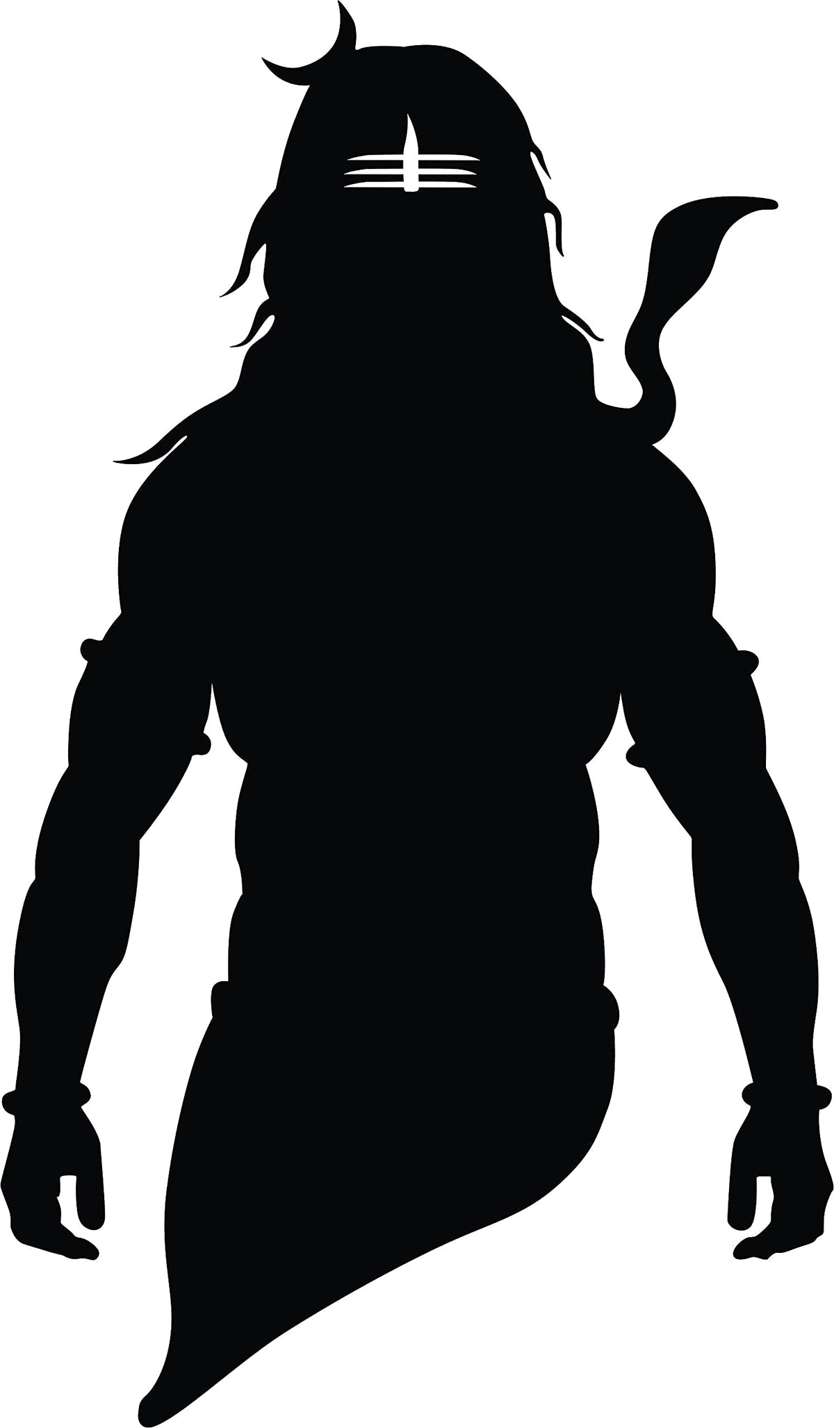 Black God Shambhu wall art featuring a powerful silhouette of Lord Shiva, the image is the enlarged picture of the product.