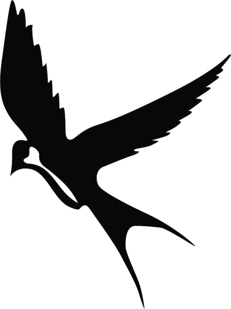 Black flying bird wall art featuring a sleek silhouette design, the image is the enlarged picture of the product.