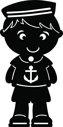 Black MDF wall art of a sailor boy with an anchor design, perfect for nautical-themed decor, the image is the enlarged picture of the product.