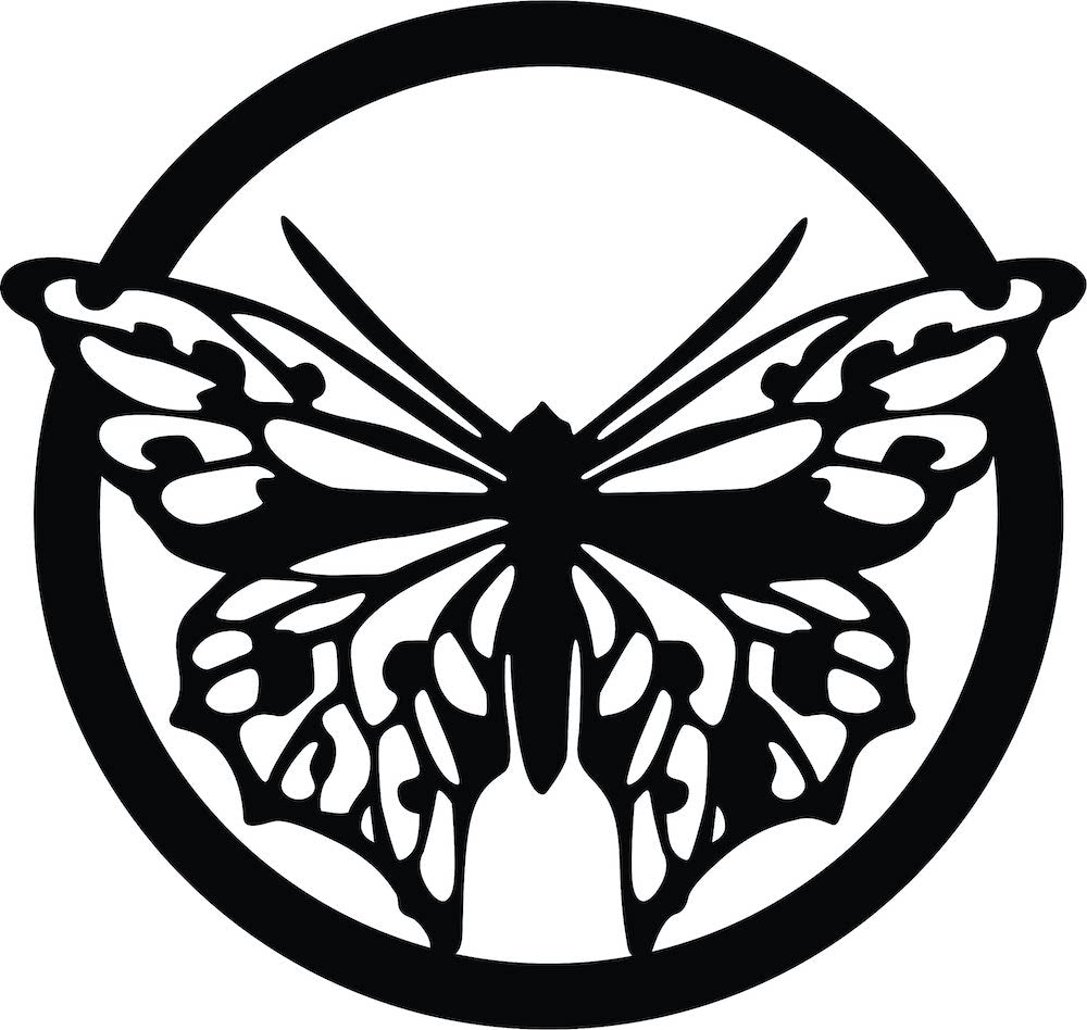 Black butterfly wall decor featuring a detailed butterfly design within a circular frame, the image shows the enlarged picture of the product.