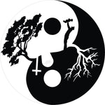 Artistic yin yang wall art featuring tree branches and roots symbolizing balance and harmony. The enlarged image of the product.