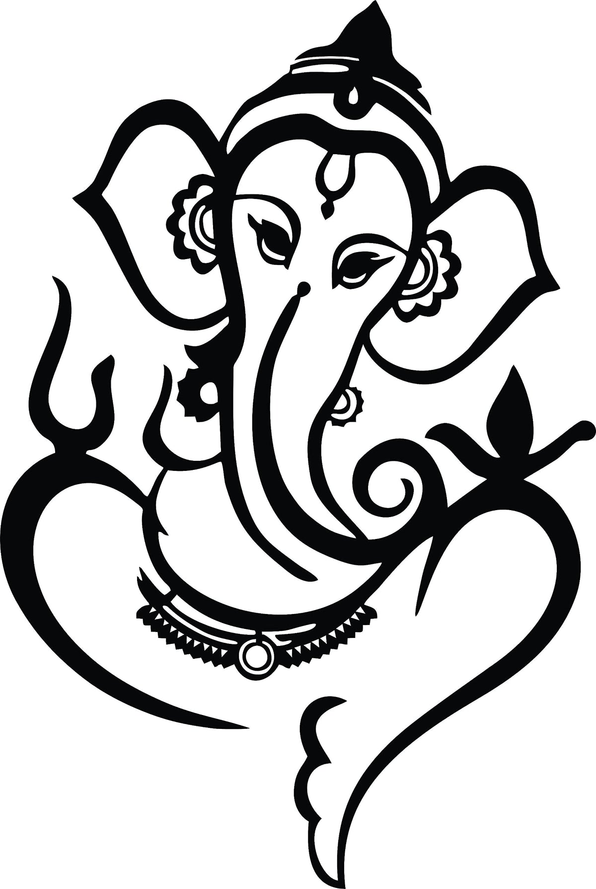 Black Lord Ganesha wall art featuring an intricate design of Ganesha’s face with symbolic elements, the enlarged image of the product.