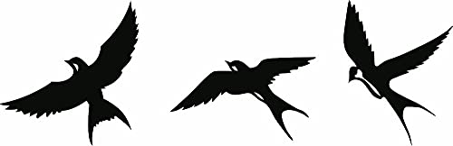 Black free bird wall art featuring three silhouettes of birds in flight, the enlarged image of the product.
