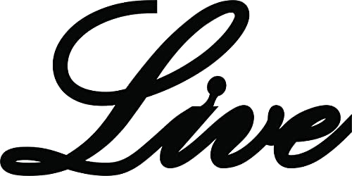 Black MDF wall art featuring the word "Live" in elegant cursive typography, focusing on the product.