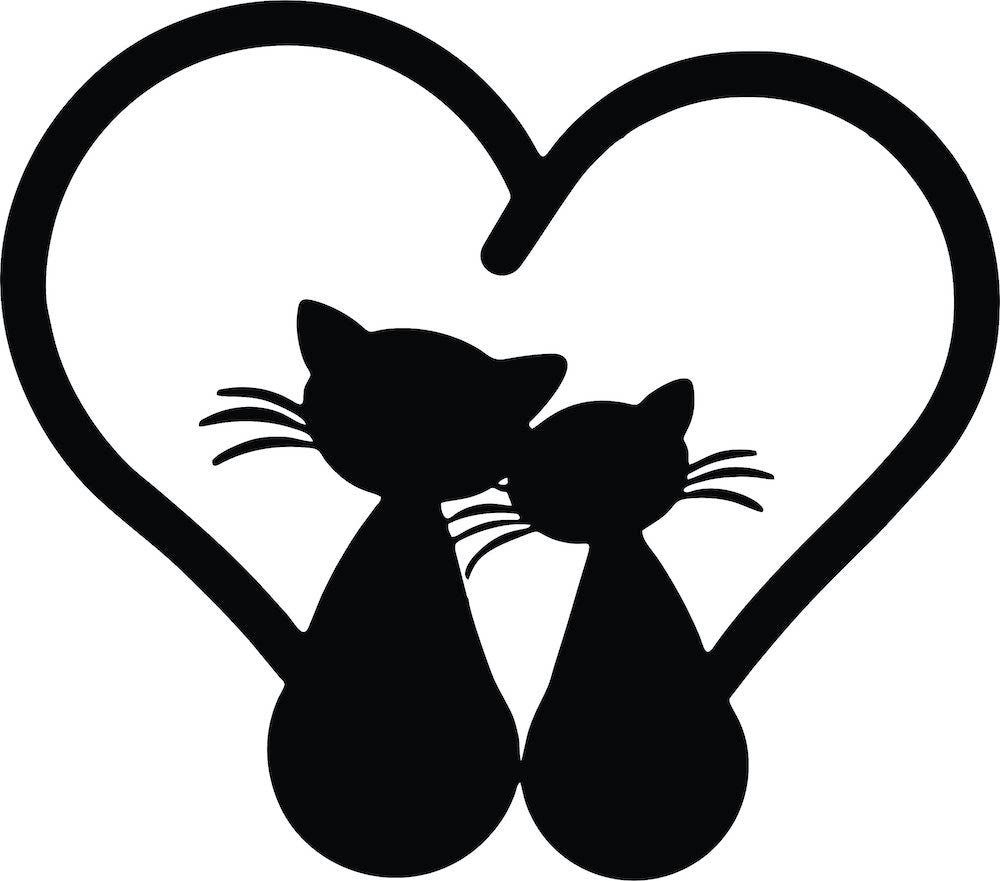 A heart-shaped wall art with two cats sitting together, the image focuses on the product.