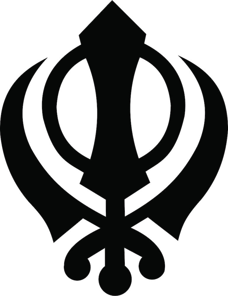 Black MDF Khalsa symbol wall decor piece, this is the enlarged image of the product.