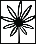 Minimalist black flower wall decor in a rectangular frame, the enlarged image of the product.
