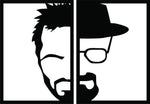 A black masculine-themed wall decor featuring a split-frame design of a man’s face, half in modern style and half with a hat and glasses, the image is the enlarged picture of the product.