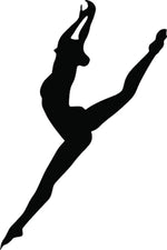 The enlarged image of the product Black gymnast wall art featuring a silhouette of a gymnast in a dynamic pose.