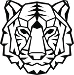 Geometric white and black tiger face wall art made from MDF, the image is the enlarged picture of the product.