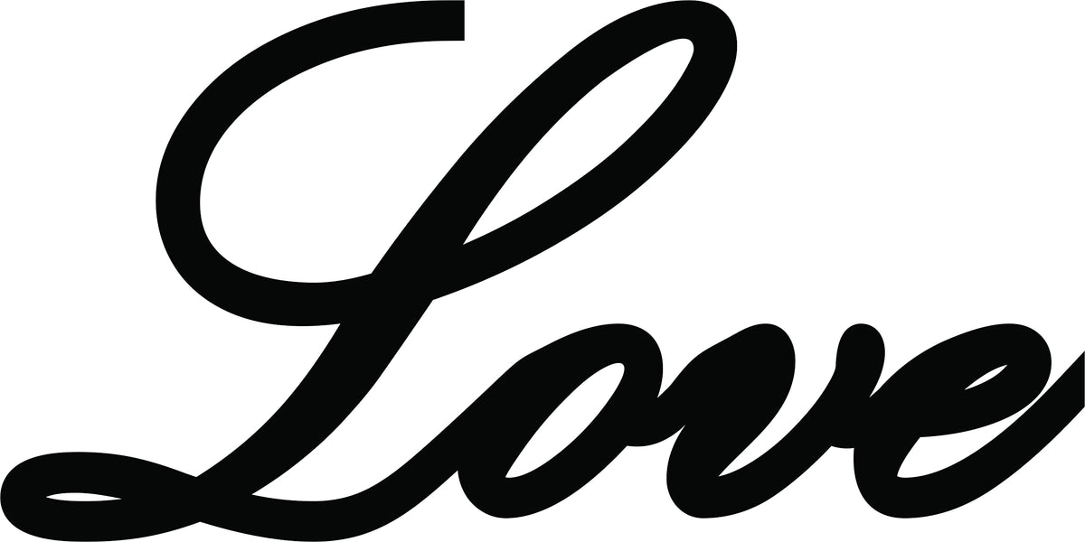  Black MDF wall art featuring the word "Love" in elegant cursive typography, focusing on the product.