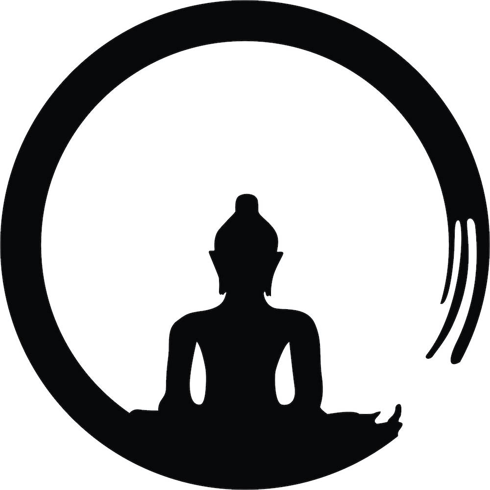 Minimalist Buddha meditation wall art crafted from MDF, featuring a serene silhouette encircled by a Zen-inspired circular design. The image is the enlarged picture of the product.