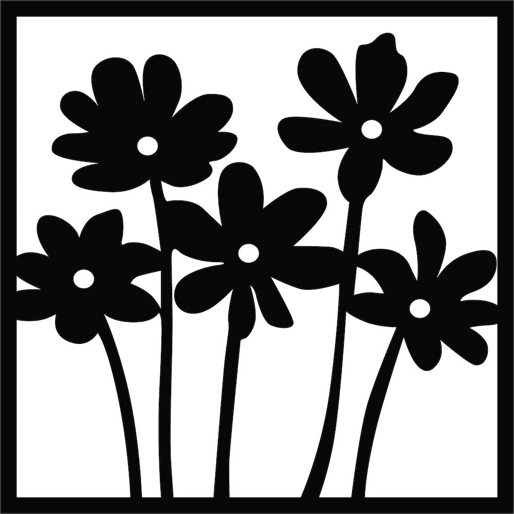 Black flower wall decor featuring a minimalist floral design, the enlarged image of the product.