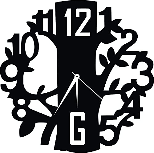 Round tree-shaped wall clock with intricate branch-inspired numerals, the enlarged image of the product.