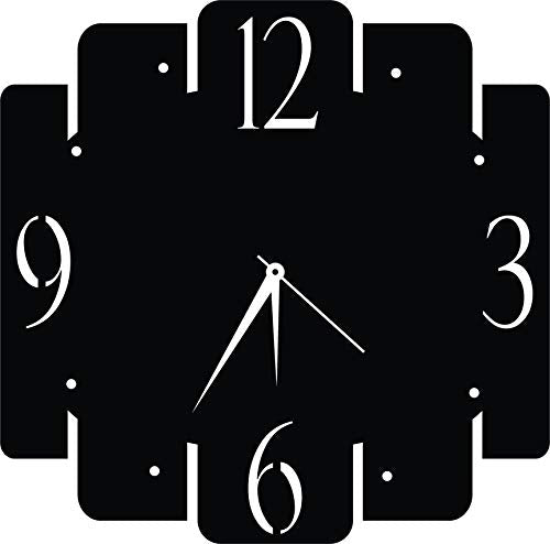 Modern black wall clock with a unique geometric design, featuring minimalist numbers and sleek hands, the image is the enlarged picture of the product.