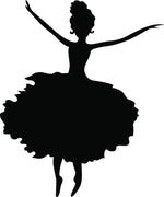 Black silhouette of a dancing girl wall decor featuring a graceful ballerina design, the image is the enlarged picture of the product