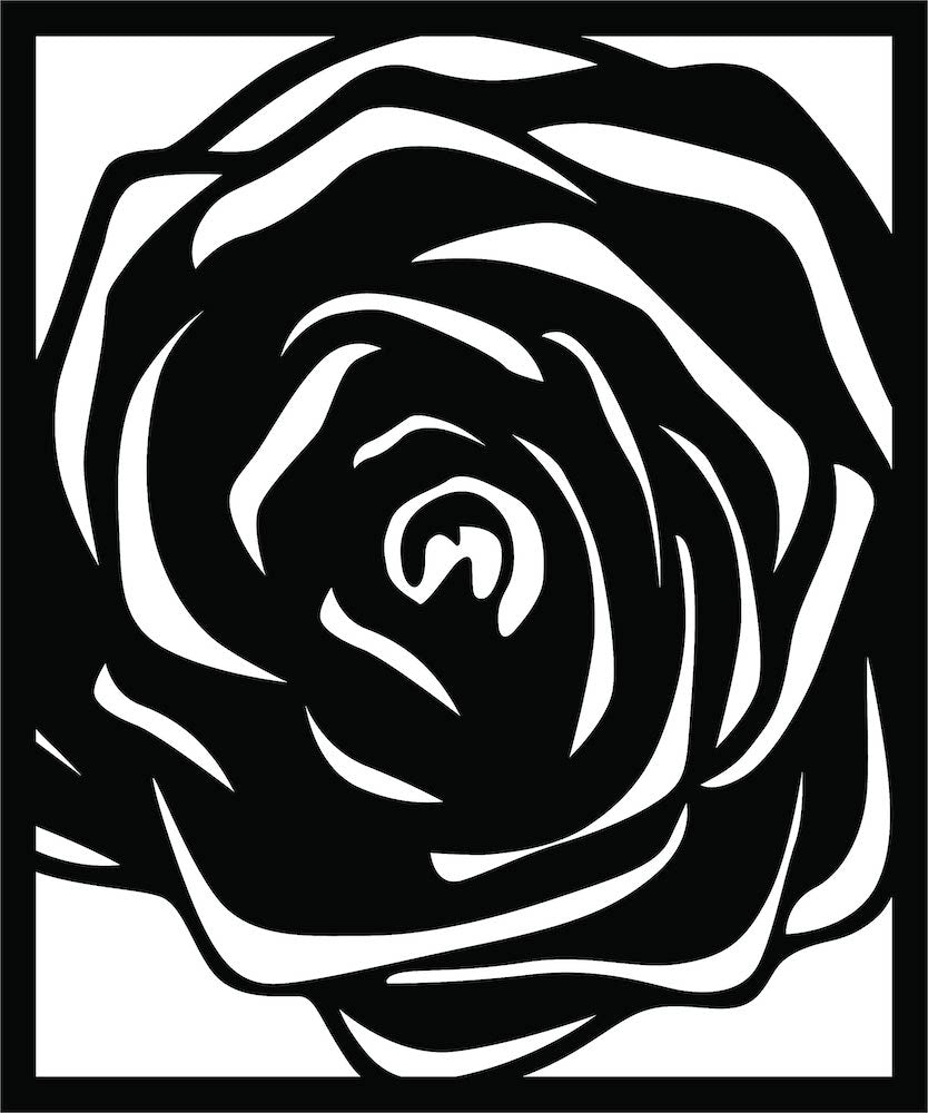 Modern black mdf wall art featuring a framed rose design, adding elegance to home decor, the image is the enlarged picture of the product.