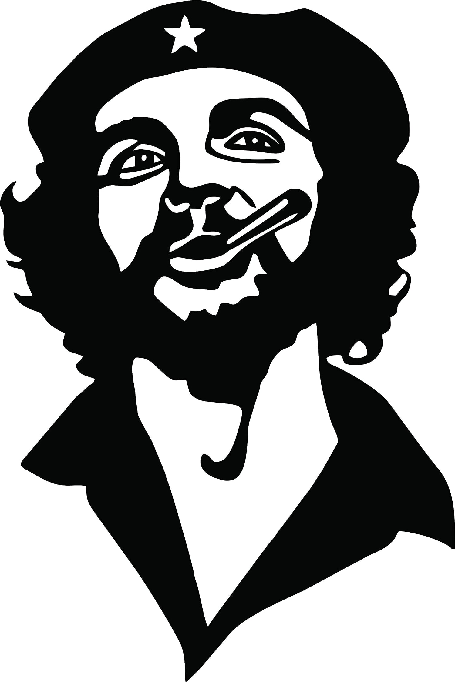 Black wall art featuring a stylized portrait design of a man with a cigar and a beret, zooming in the product.