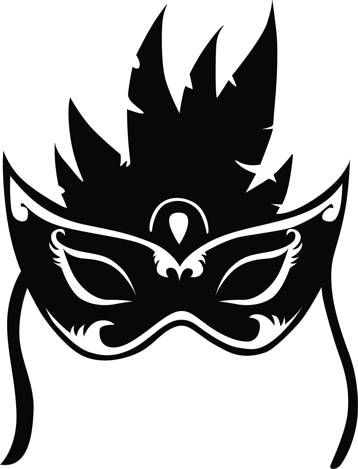 Black MDF wall art featuring a decorative masquerade mask design with intricate details, focusing on the product.